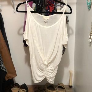Revive Basic Cold Shoulder White Tee Size Medium